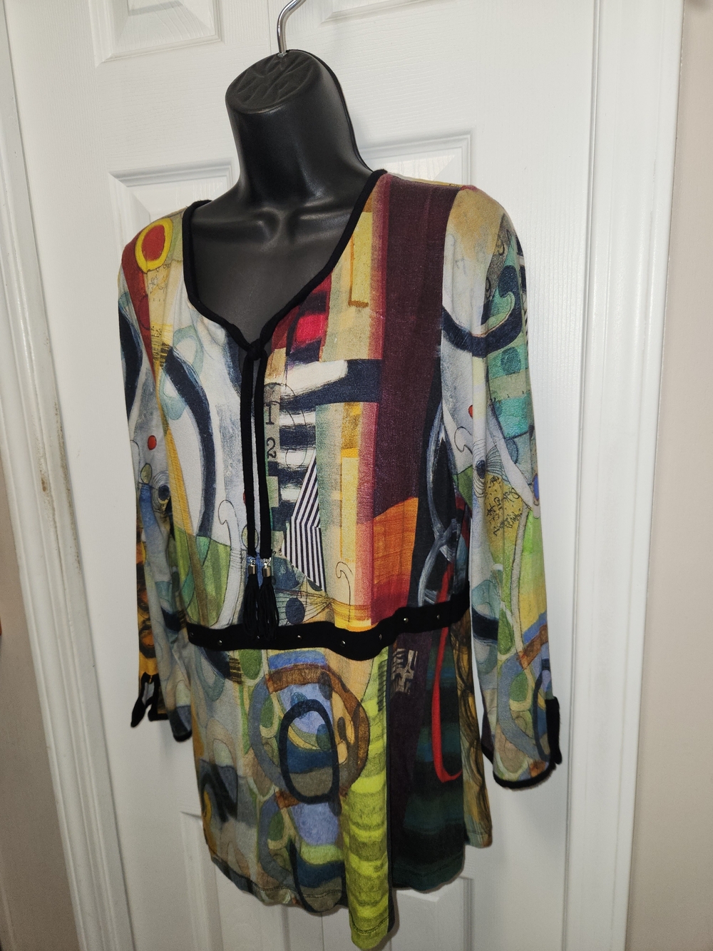 🍉Abstract Multicolor V-Neck Tunic - Picture 6 of 7